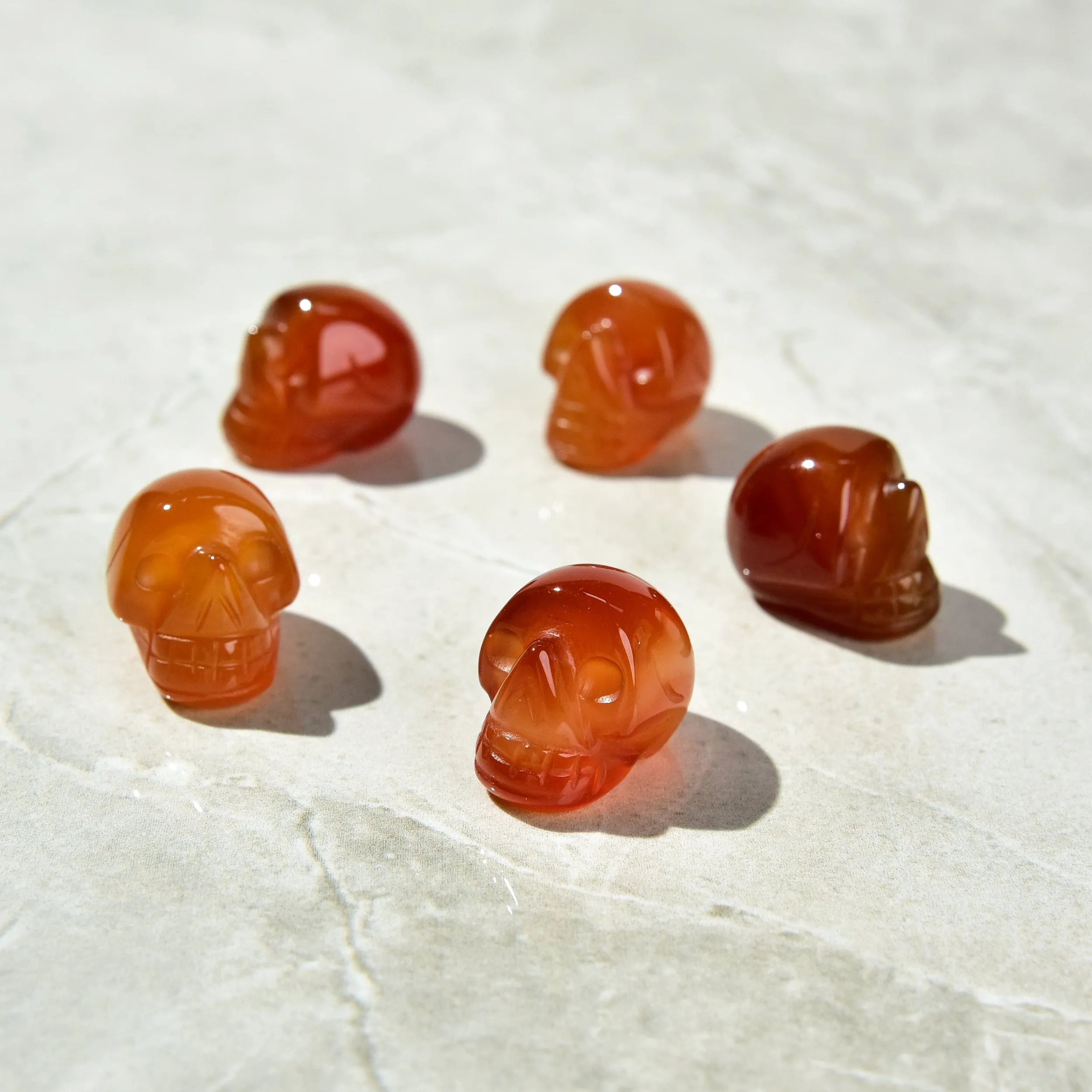 1 Carnelian Skull Natural Gemstone Carving