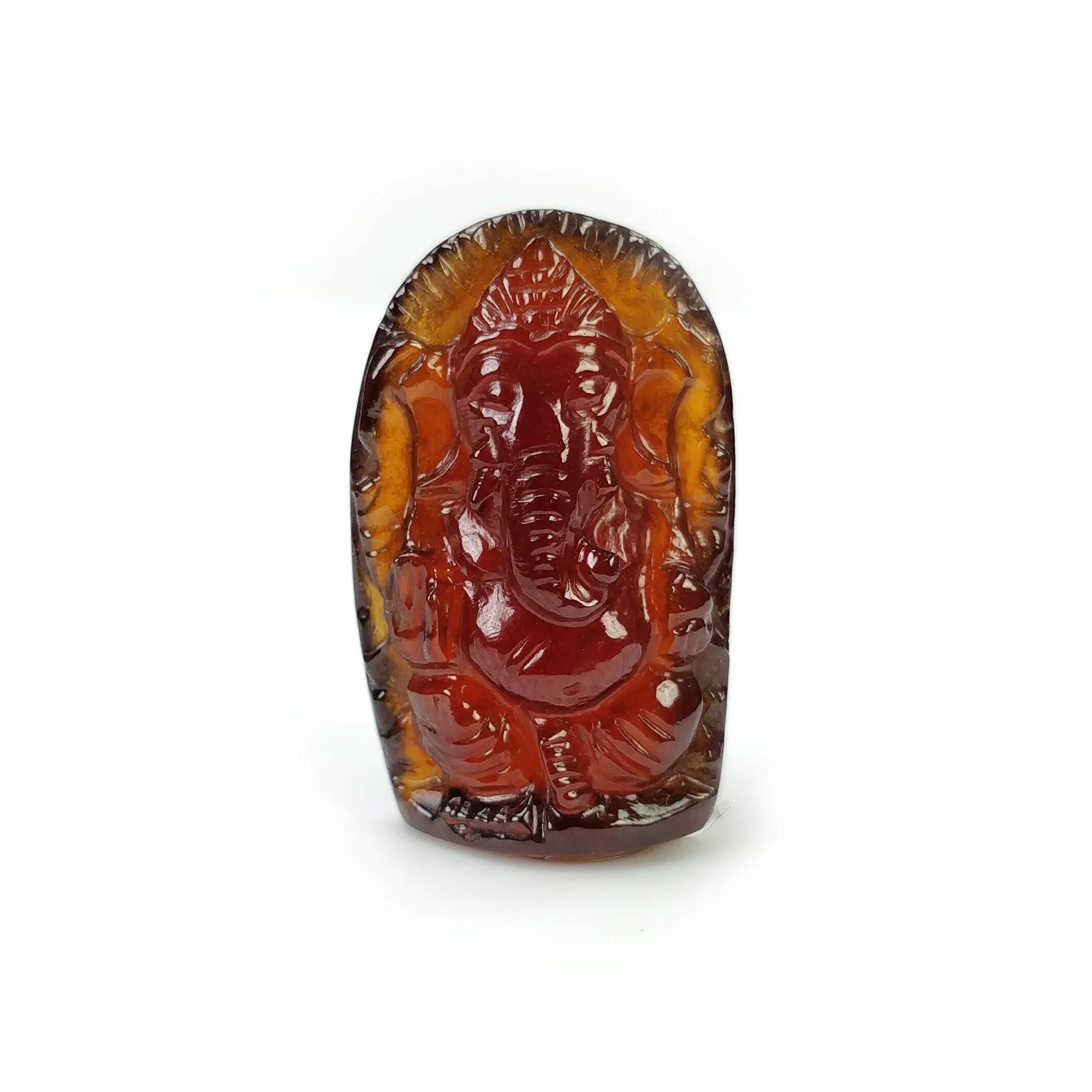 Cinnamon HESSONITE Garnet Gemstone Carving : 38.55cts Natural Untreated Hessonite Hand Carved LORD GANESHA 26*16mm (With Video)