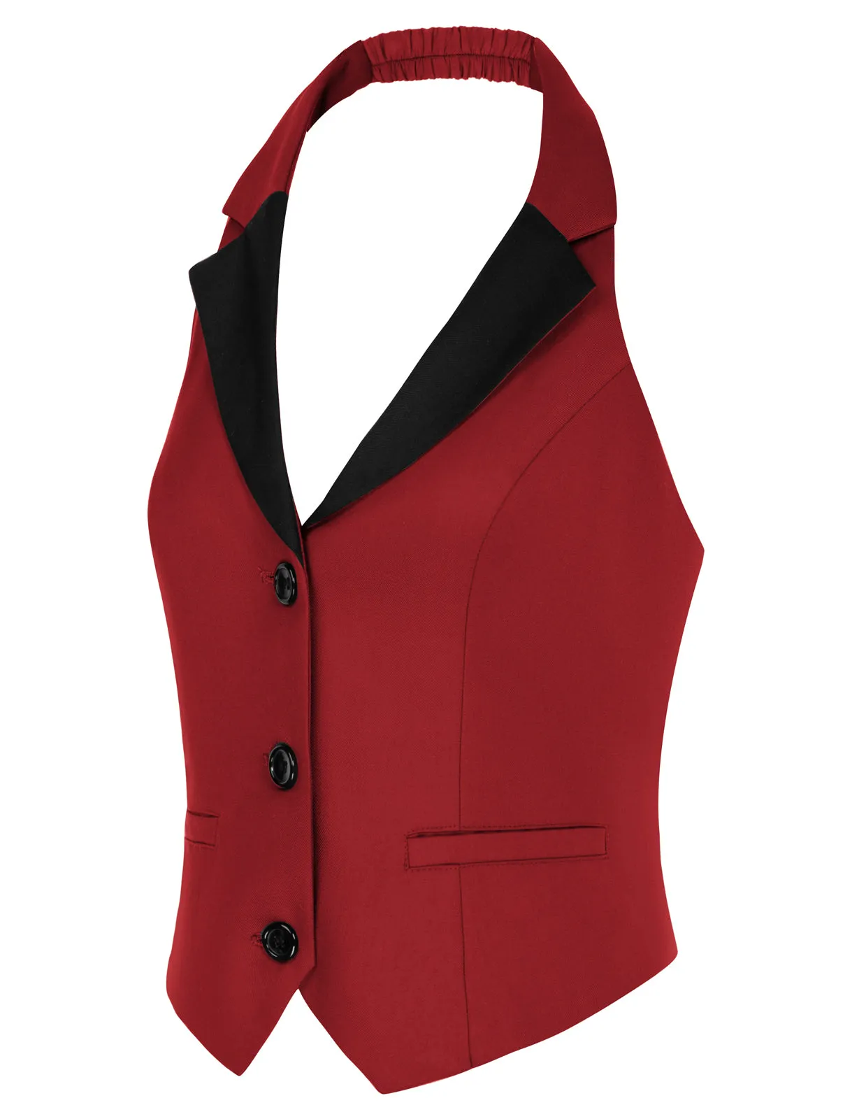 Fans Look of Waistcoat Vest Vintage Halter Lapel Button Down Suit Vest with Pockets