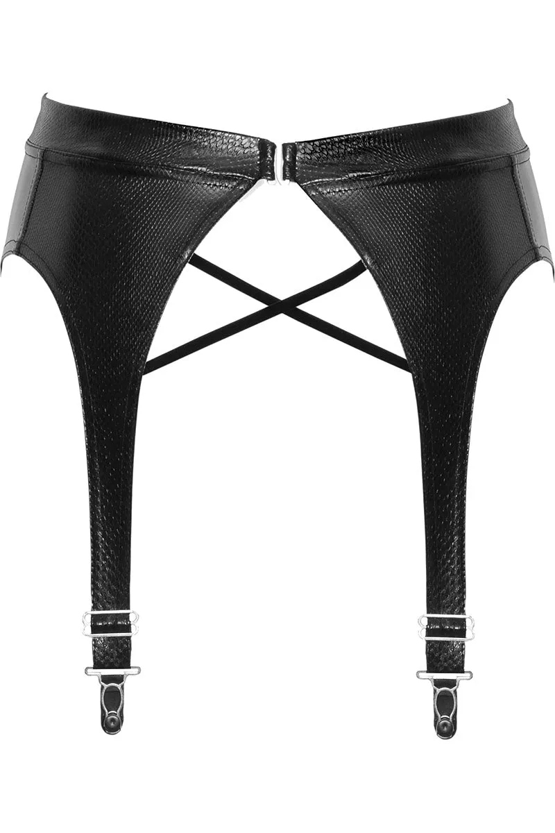 Noir Handmade Snake Skin Style Wetlook Garter Belt